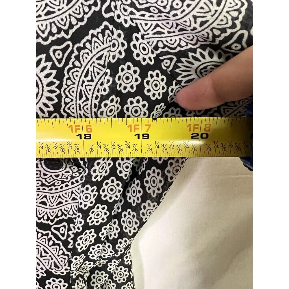Betsy Johnson Women's Black Grey Geometric Floral Long Sleeve Dress Plus Size 14 - Picture 8 of 9